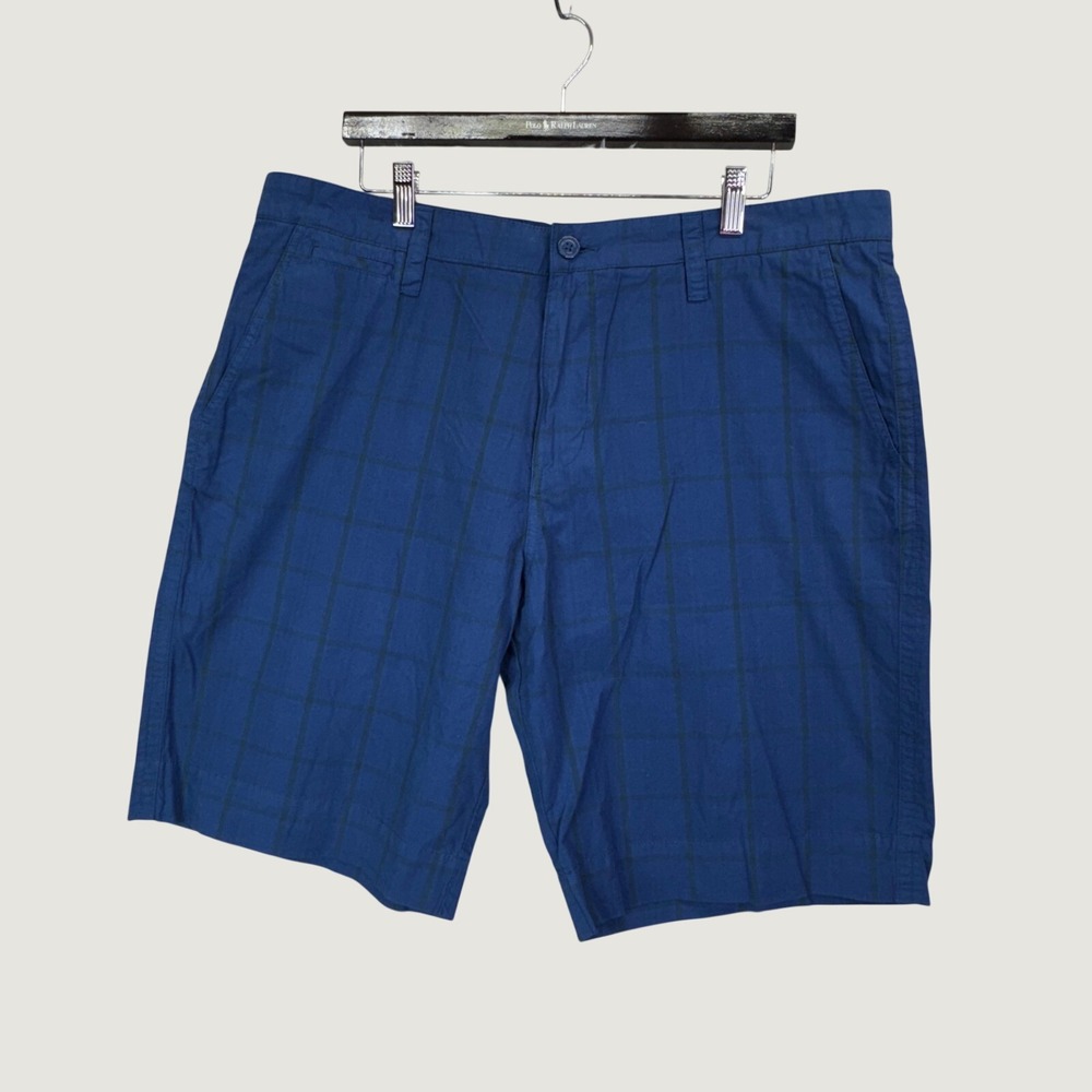 Lacoste Plaid Shorts Size 38 US Blue Cotton Preppy Coastal Designer Casual